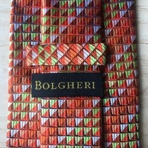 Bolgheri Orange + Pink + Green Geometric Silk Tie